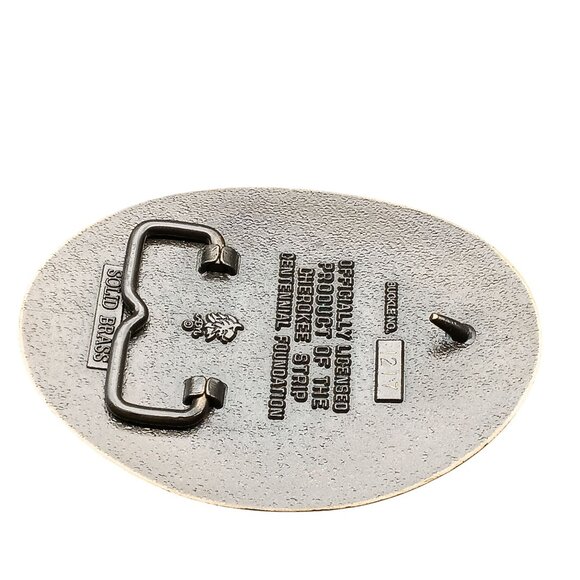 Cherokee Strip 1893 Centennial 1993 Solid Brass Belt Buckle Oval Design - Picture 2 of 2